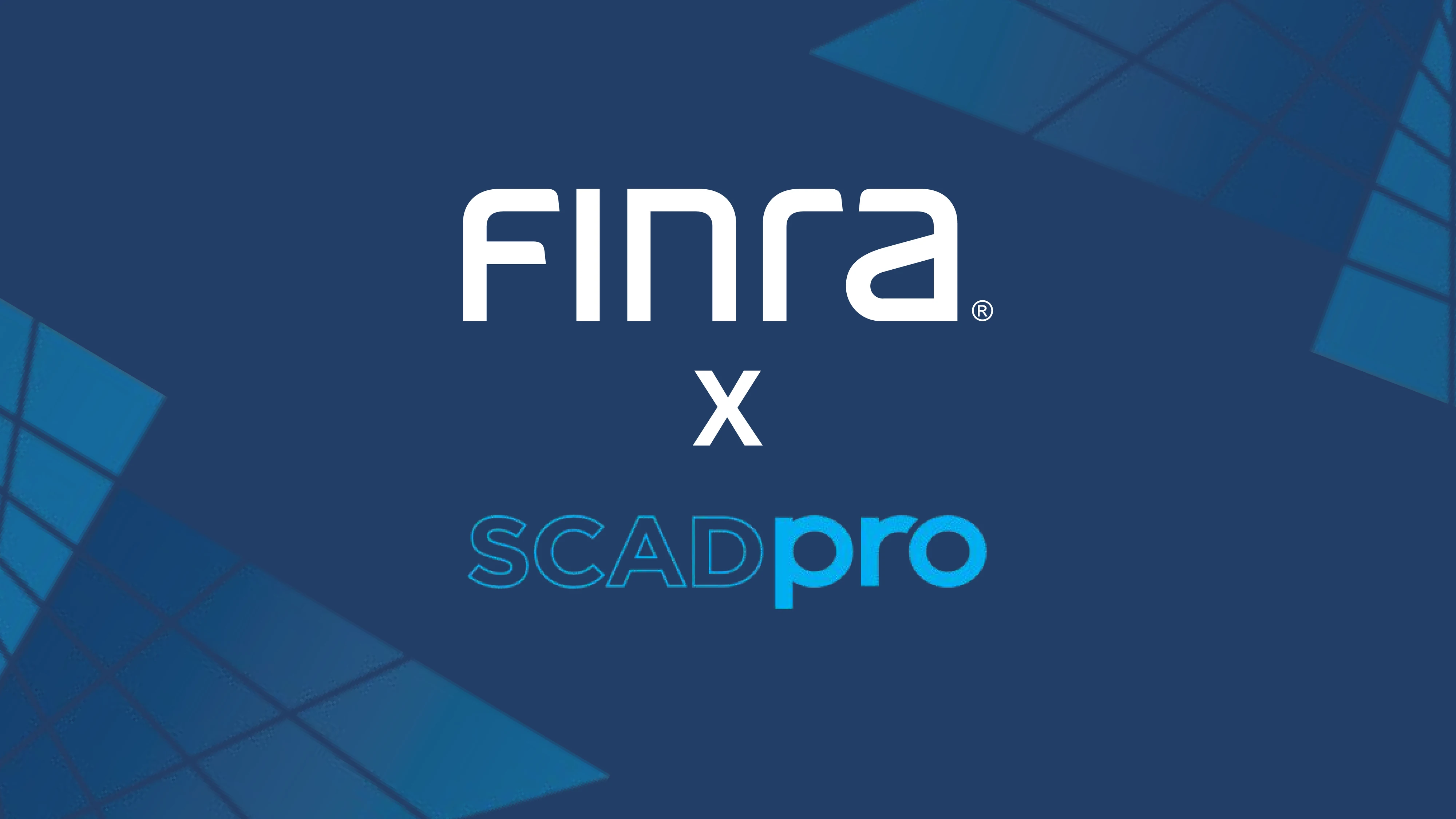 FINRA × SCADpro lockup on deep navy, the final presentation cover
